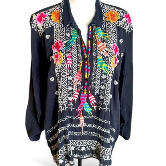 Johnny Was Tops - Johnny Was heavily embroidered feathers tunic (oversized) NWT RARE